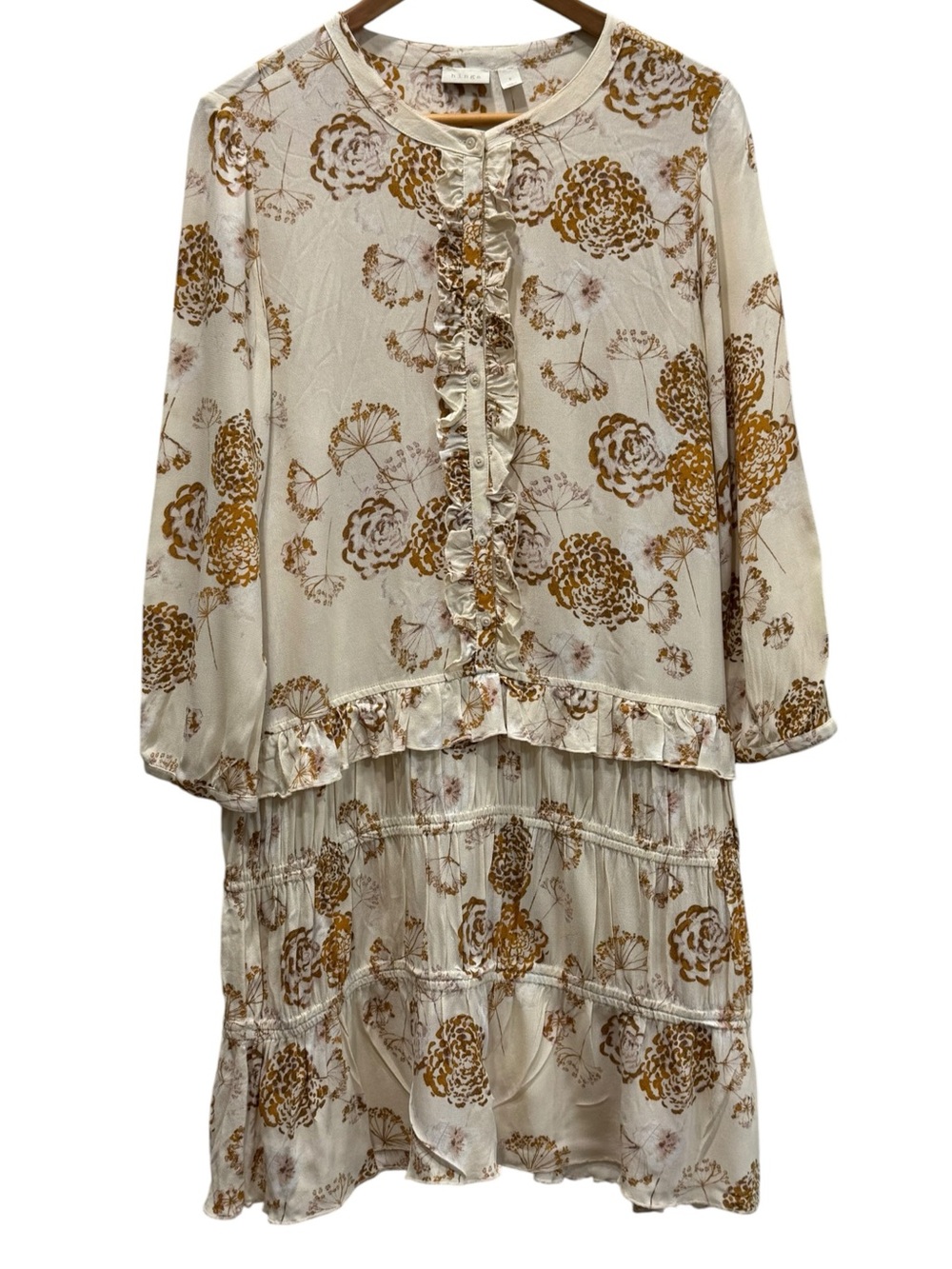 Hinge Floral Ruffle Tiered Midi Dress Small Cottagecore Romantic Boho